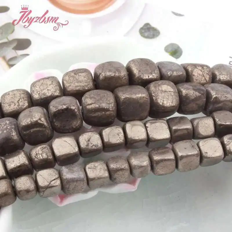 6-7,7-8mm Natural Pyrite Silvers Gray Rectangle Loose Beads Stone Beads For DIY Necklace Bracelets Jewelry Making Strand 15\