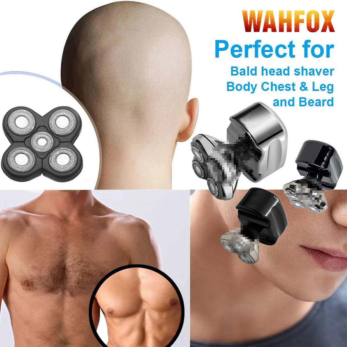 WAHFOX cabezales de repuesto para afeitadora de Calavera, cabezal de PITBULL