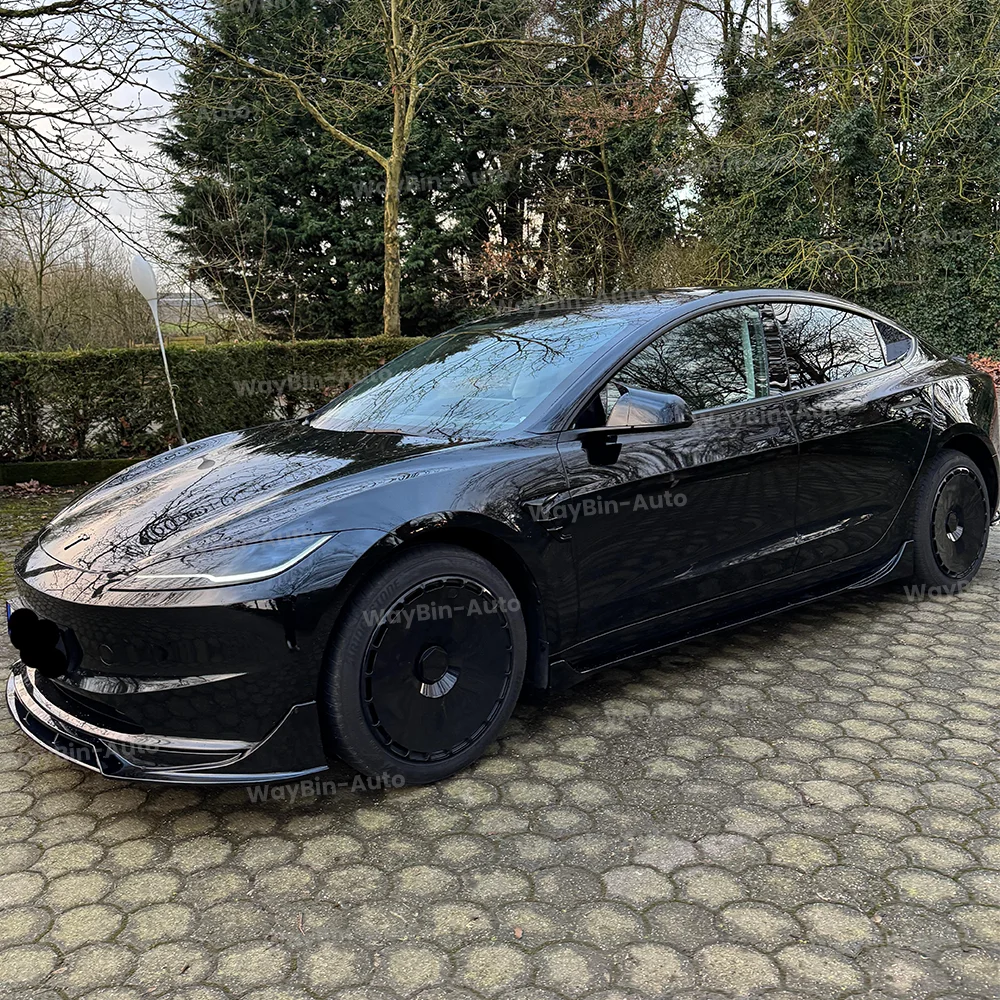 لطراز تسلا 3 هايلاند 2024-2025 طقم الجسم BAKT: شفة ممتصة للصدمات الأمامية الهوائية + مجموعة سبويلر من ألياف الكربون ملحقات الضبط #3