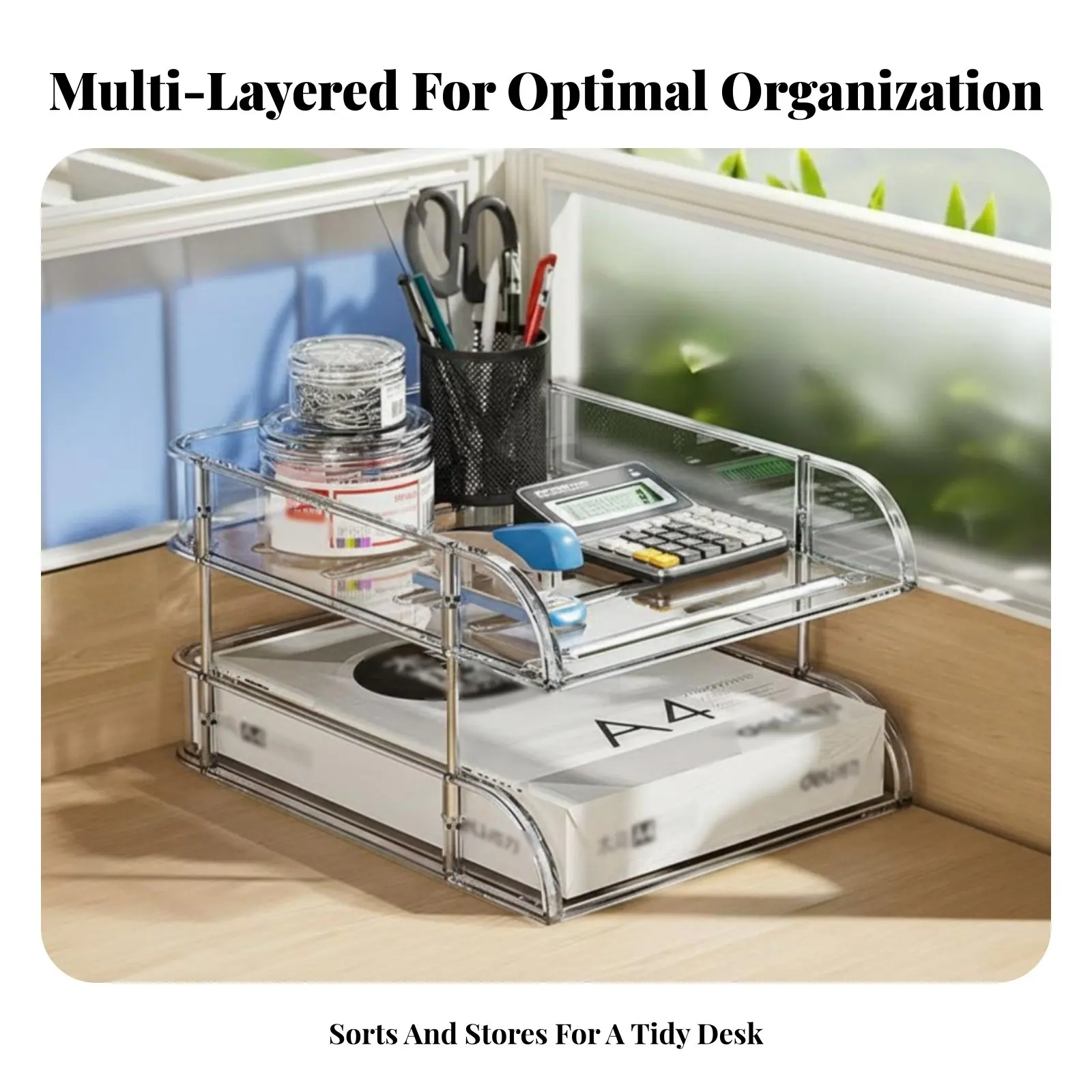 

Многоярусная прозрачная подставка для книг, прозрачная настольная подставка для книг, адаптируемая для хранения, с большой вместимостью, для учебной комнаты