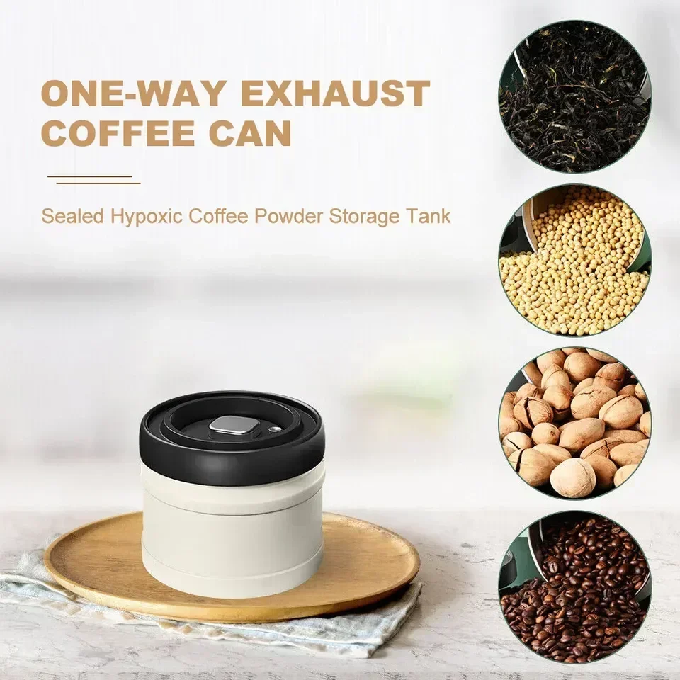 304 Stainless Steel Airtight Coffee Container Storage Canister Coffee Bean Jar Vacuum Sealed Cans food Kitchen Storage Organizer