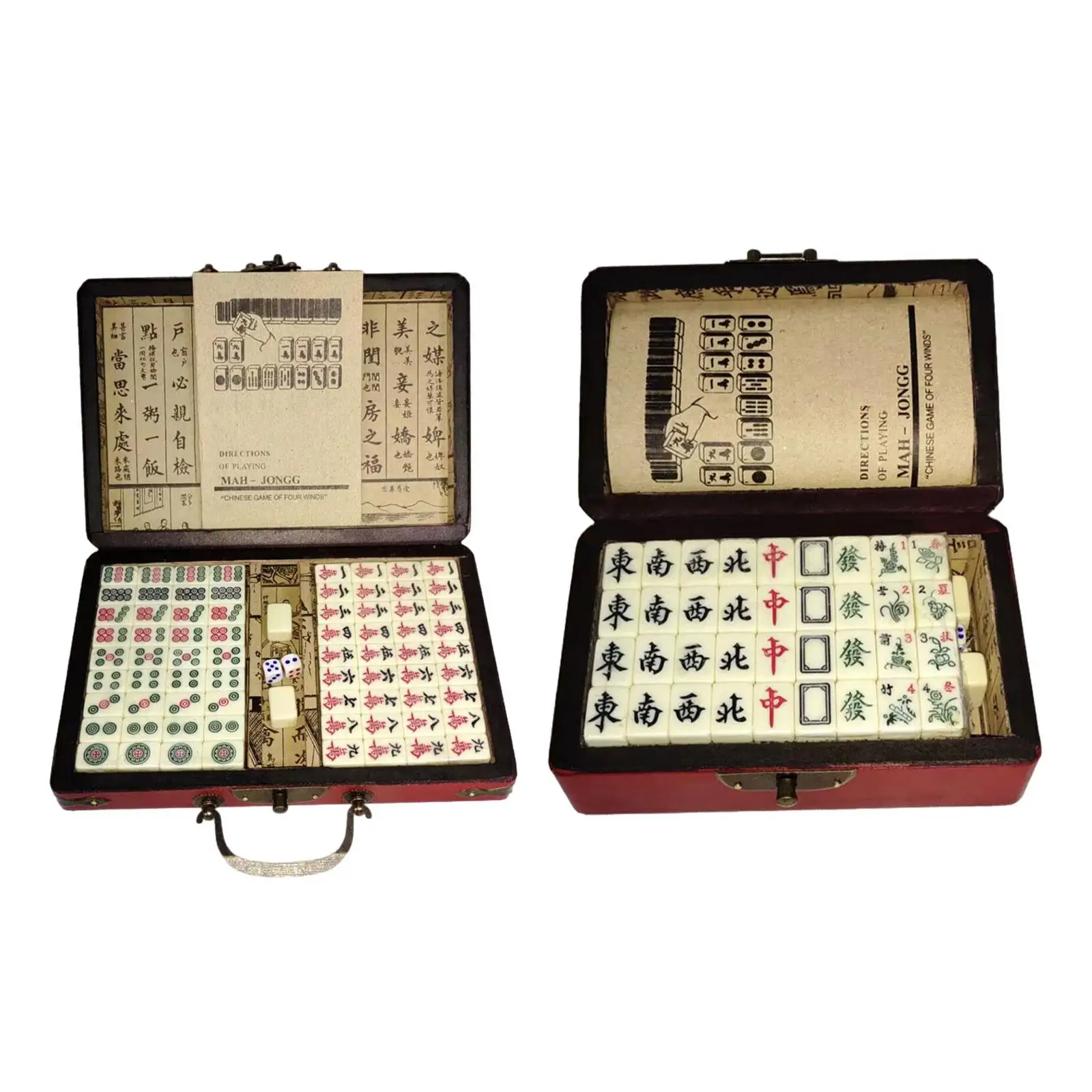 Ensemble de jeux de Mahjong chinois classique avec étui de transport, jeu de loisirs, famille, maison, fête, voyage