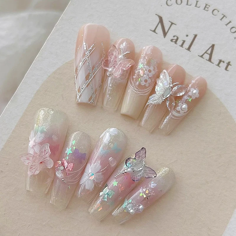 Resin Butterfly Nail Accessories 3D Monet Garden Color Oil Painting Small Butterfly Nail Diamond Nail Art DIY Design Decoration