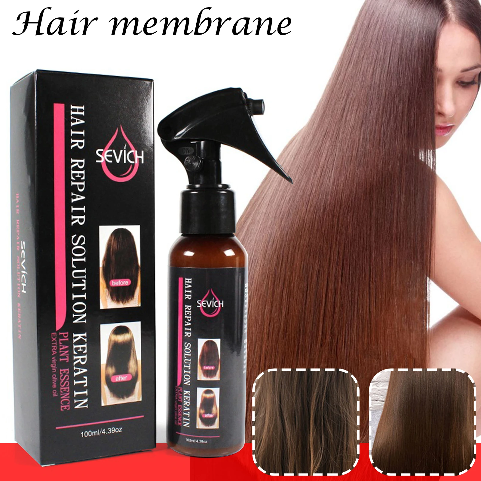 Hair Protector Spray With Amino Acid Hair Frizz Control Shine Straight Silk Spray Curly Hair Heat Protect Spray Quick Drying