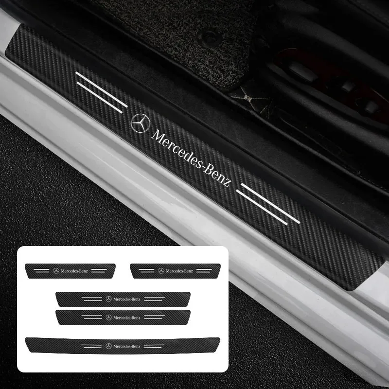 

Car Door Sill Scuff Plate Decor Carbon Fiber Stickers For Mercedes Benz A B C E S Class CLA CLS SLK GLA GLC GLB GLK AMG W204 W20