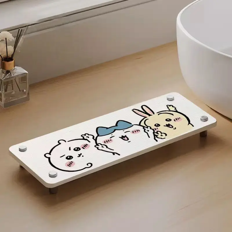 Chiikawa Usagi Kawaii Anime Cartoon Bathroom Wash Pad Absorbent Pad Toothbrush Cup Storage Rack Countertop Drain Mat Cute