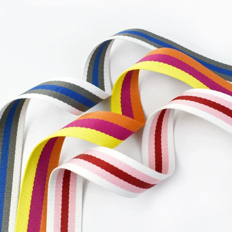 2meter 38mm Colorful Stripe Polyester Webbing Ribbon Ribbon Outdoor Backpack Bag Strap Belt Ribbons DIY Sewing Clothes Accessori