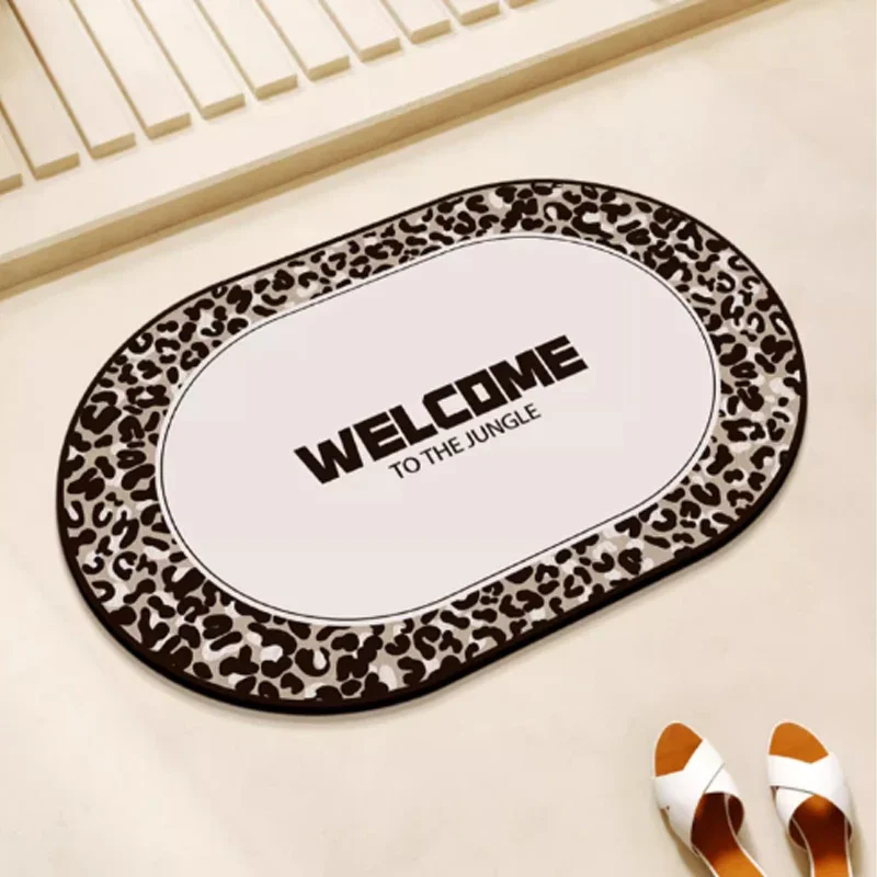 Bathroom Carpet Non-slip Mat Absorbent Diatom Mud Carpets Toilet Shower Foot Mats Leopard Print Rug Home Decoration Rugs 욕실 카펫