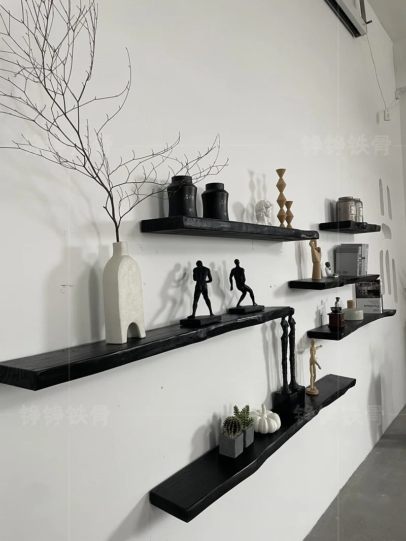 

Wabi sandy wind log baffle TV wall shelf wall bookshelf living room