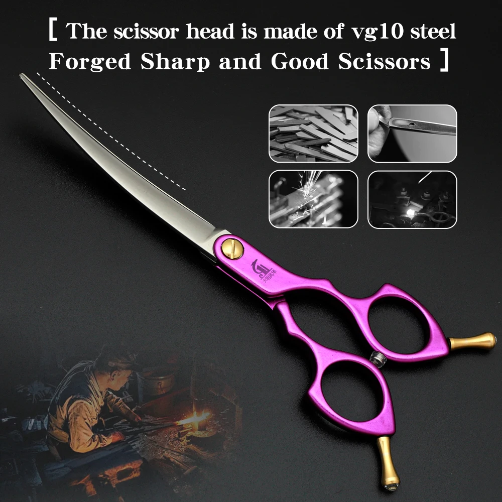 6.5 Inch Professional Pet Grooming Scissors Curved Aluminum Handle Hair Trimmer Precision Styling Tools for Beauticians