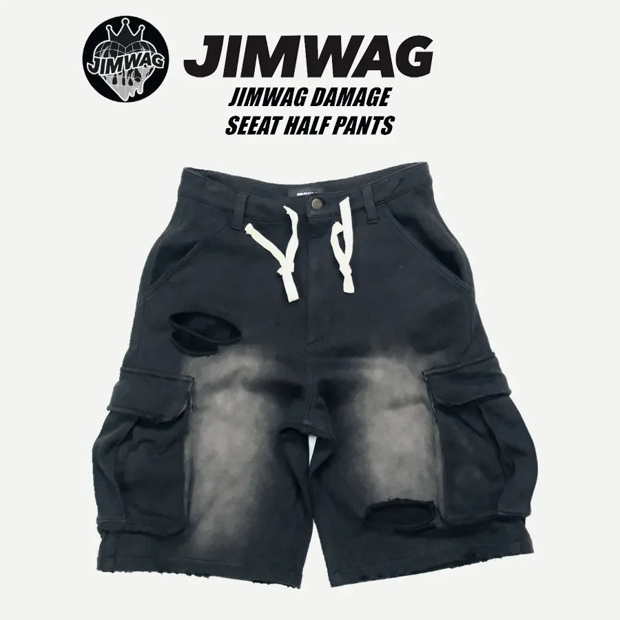 JIMWAG Japanese street ripped washing water retro shorts 4 colors
