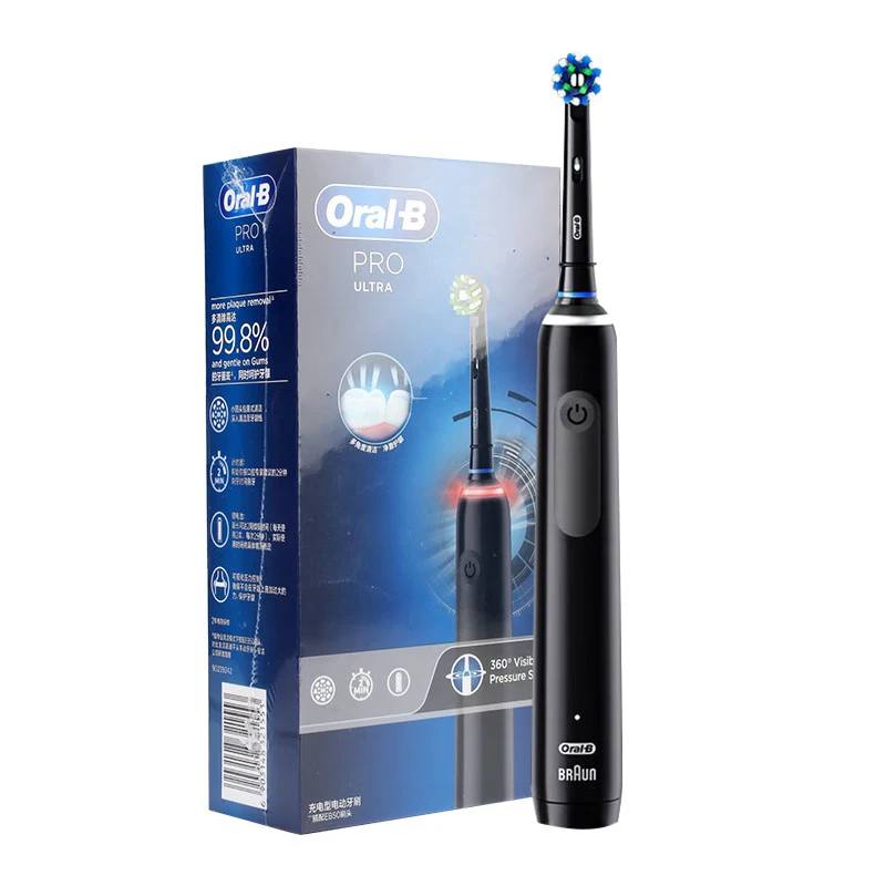 Oral-B Pro4 spazzolino elettrico ULTRA per adulti spazzolino elettrico Pro Ultra 3D Roundhead acustico 2 minuti Timer 3 testine di ricambio