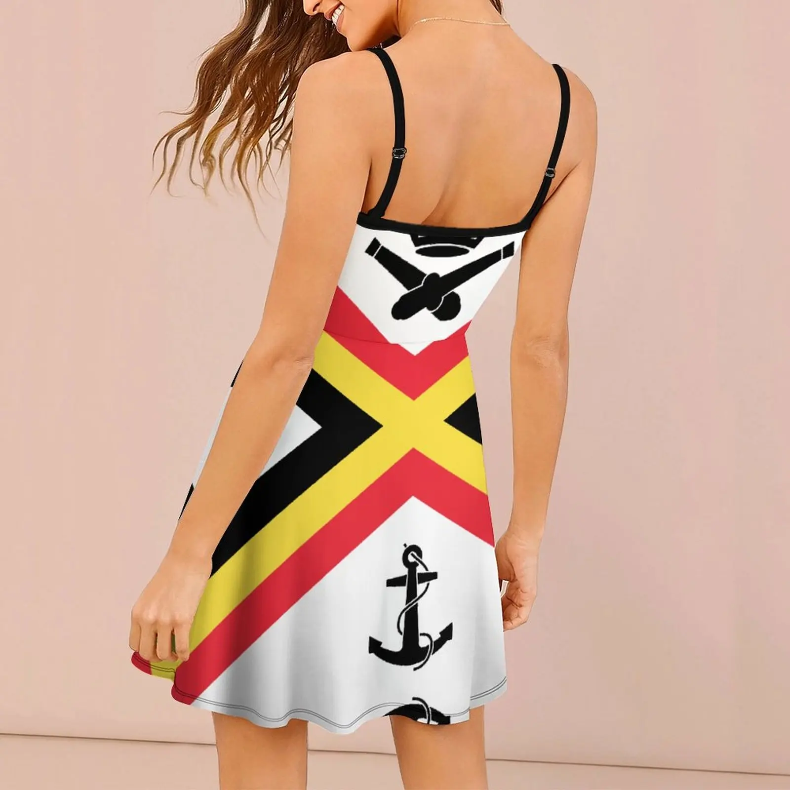 Naval Ensign of Belgium Women's Sling Dress Humor Suspender Dress Graphic Exotic  Woman's Dress Cocktails