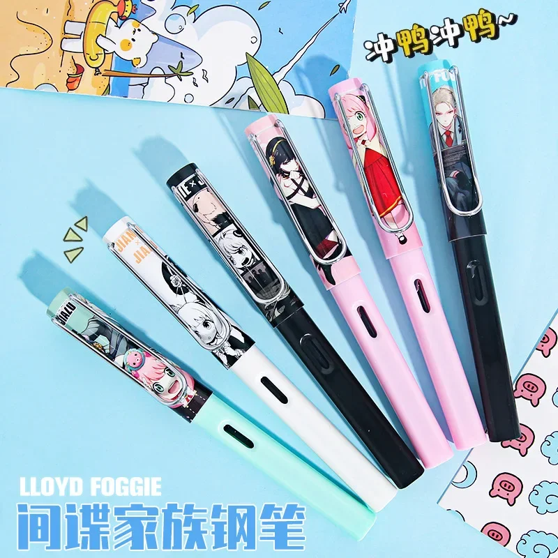 Anya Yor Twilight Loid Forger Popular Anime Peripherals Special Replaceable Ink Bag Blue Signature Pen for Calligraphy Practice