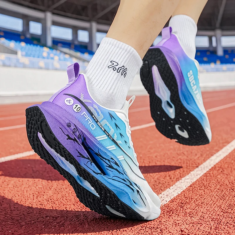 Herren-Freizeitsportschuhe mit Carbonplatte zur Laufunterstützung, atmungsaktivem Mesh, bequemen, niedrigen Schnürschuhen für Trailrunning, Zero-Drop-Sohle, langsamem Rückprall, rutschfest, geeignet für Fitnessstudio, Jogging und Camping. – Detail 20