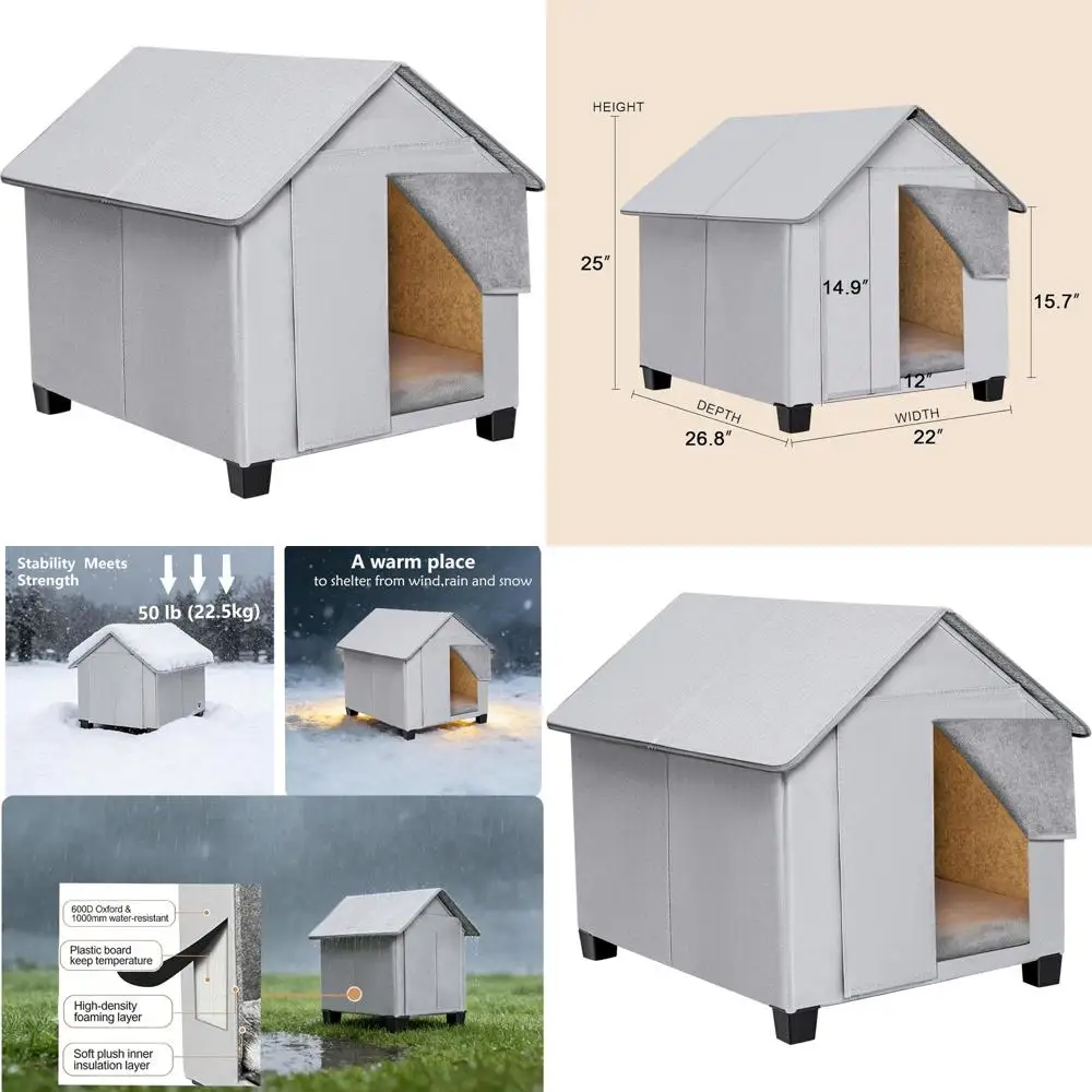 

Elevated Foldable Dog Cave Bed with Removable Plush Mat, Suitable for Medium Dogs up to 23.6 Long