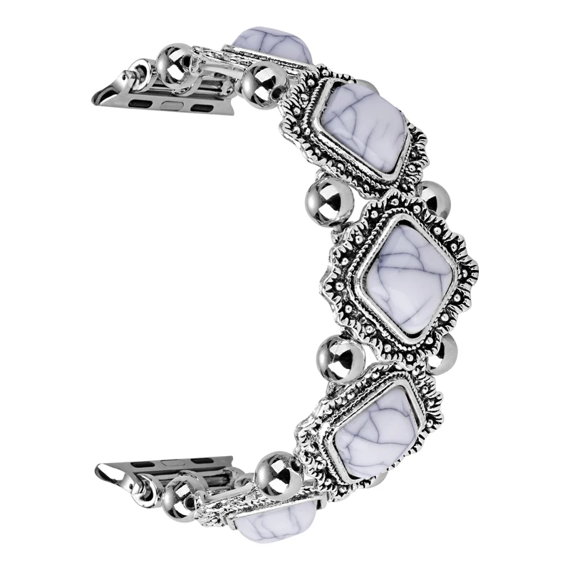 สายอัญมณีโบฮีเมียนสำหรับสายคาด Apple Watch 40มม. 41 42 44 45 49สร้อยข้อมือเครื่องประดับย้อนยุคสำหรับ iWatch Series 7 8 5 6 4อุปกรณ์เสริมนาฬิกา