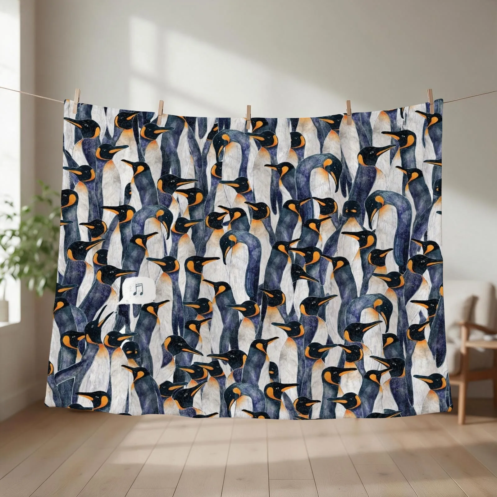 Singing Penguin Throw Blanket couch cozy soft plush fuzzy picnic outdoor blanket