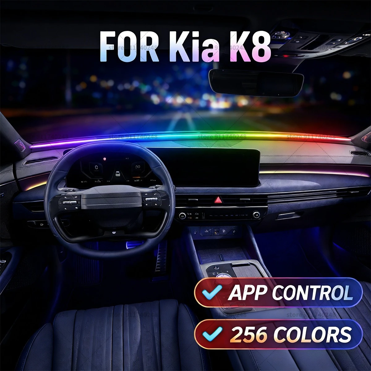 

For Kia K8 Automotive decoration light strip,colorful acrylic front windshield soundproofing strip,ambience light