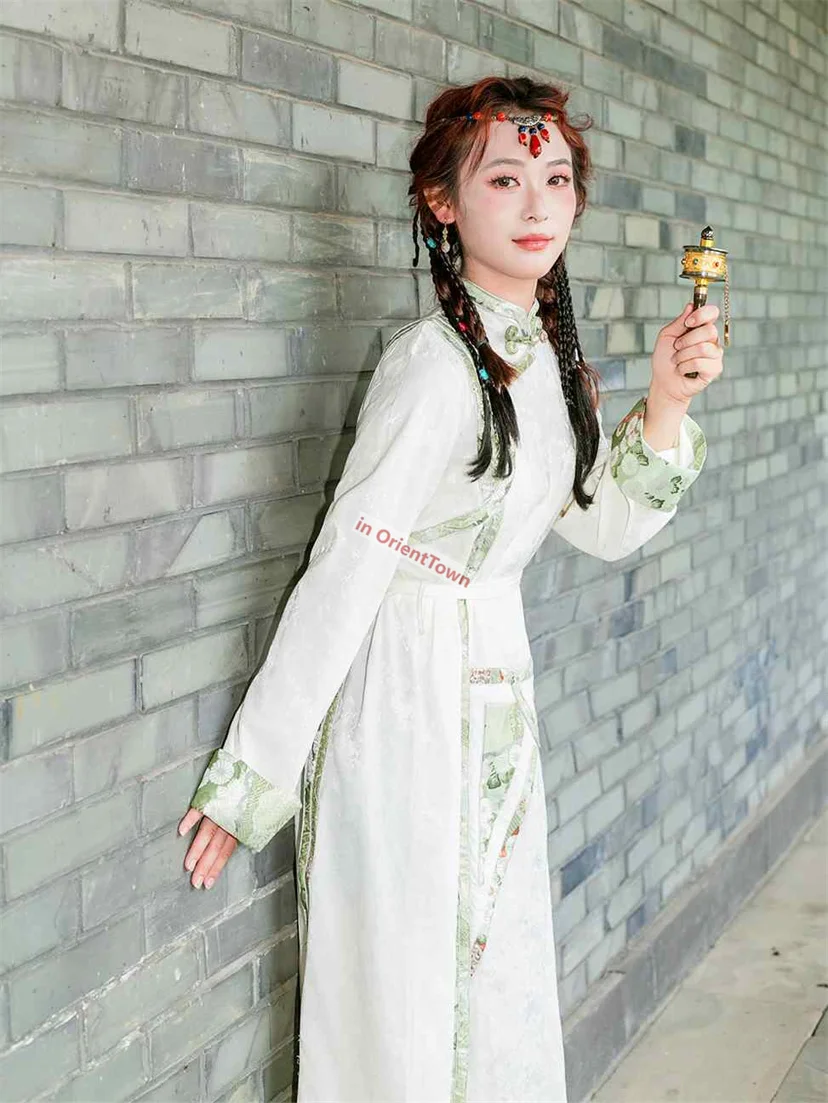 المرأة التبتية الربيع والخريف زهرة نمط لاسا الملابس السفر التصوير التبت رداء اللباس الوطني الصيني الحديث in026