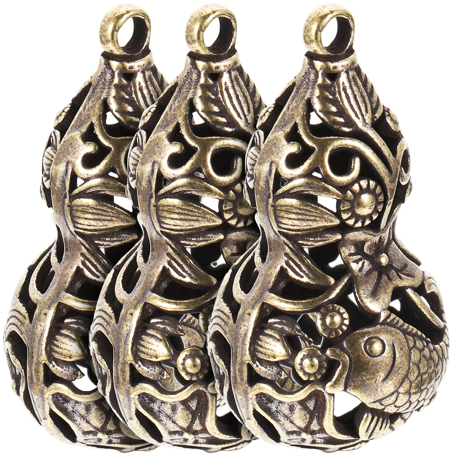 

3 Pcs Gourd Copper Decorative Pendant Charms for Bracelet Anklet Keychain Dangle Brass Jewelry Making Accessories