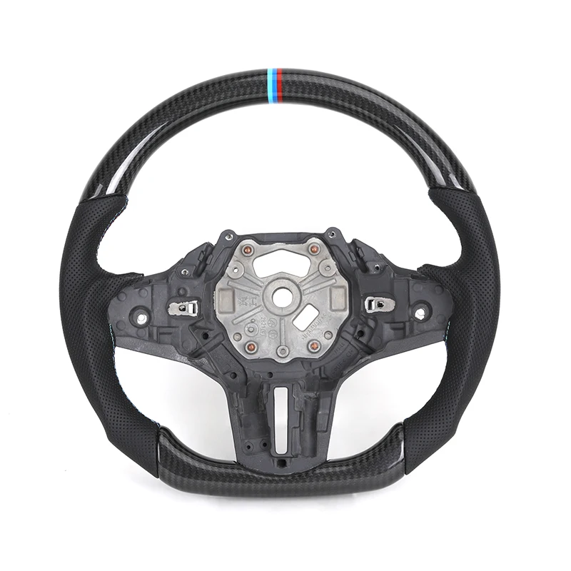 

Center Trim Carbon Half Perforated Leather Custom Stitch Color G Style Steering Wheel Frame for G20 G30 G31 G32 X3 G01 X4