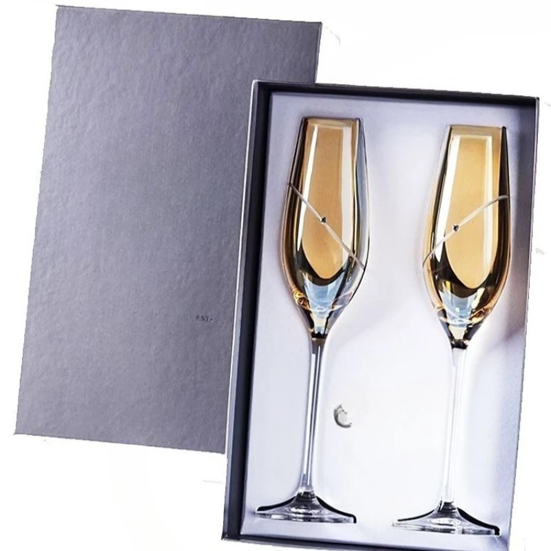 Crystal light luxury color champagne glass sweet wine sparkling wine glass to cup gift box