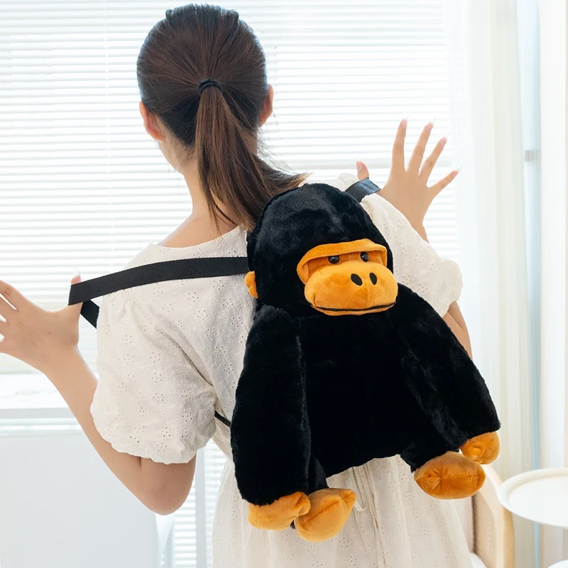 32 センチメートル漫画クリエイティブソフトゴリラぬいぐるみバックパックブラックグレーラウンド猿ぬいぐるみ家の装飾ギフト子供のための
