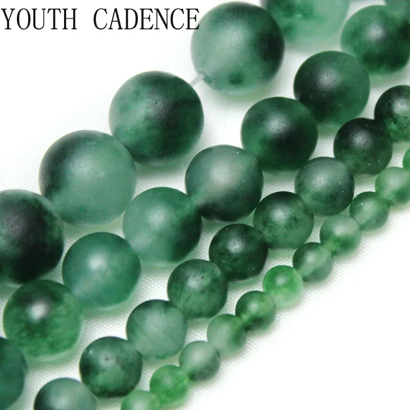 Natural Stone Matte Green Chalcedony Beads For Jewelry Making DIY Bracelets Necklace Accessories 15'' Beads Strand 4/6/8/10/12mm