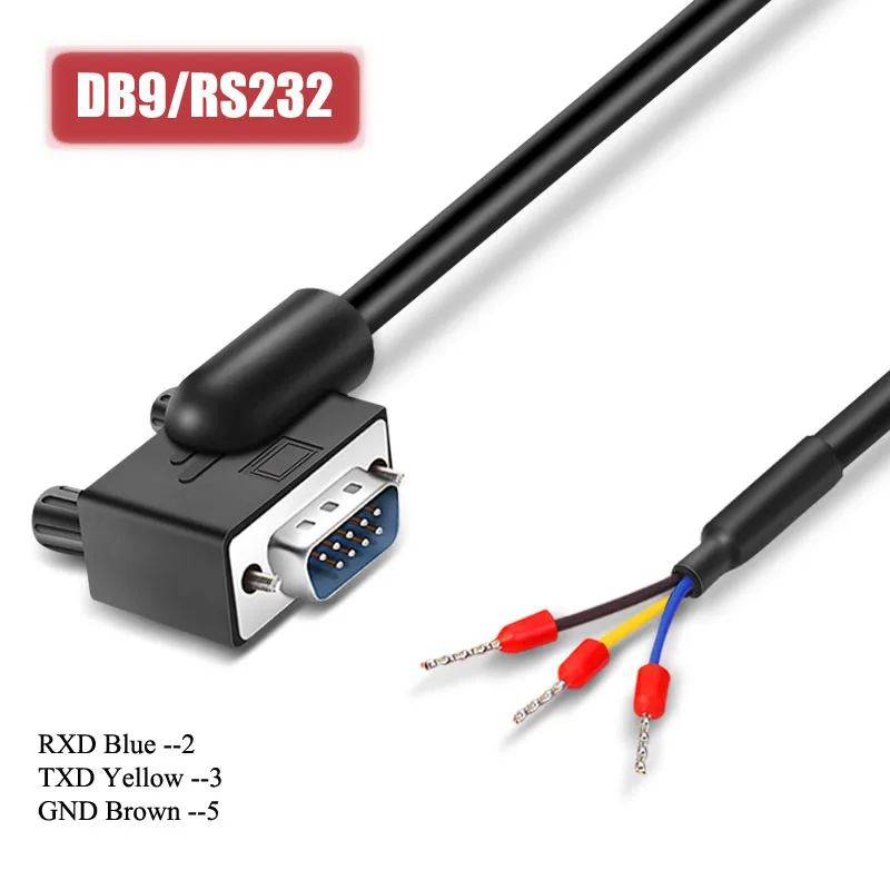 Elbow DB9 Data Connection Line Industrial Grade 9 Pin RS232 90/180 Degree Serial Port Wire with 232 terminal f Computer Printer