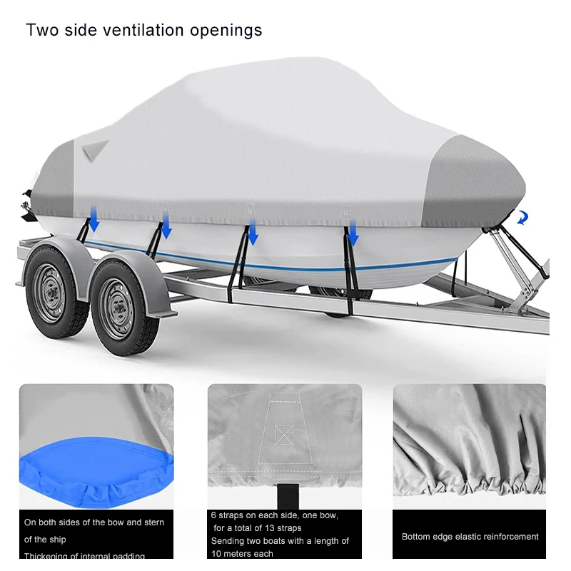 

Boat Cover 600D Oxford Cloth Yacht Cover Center Console Roof Rainproof Boat V-shaped Square Boat Cover Vehicle Parts Accessories