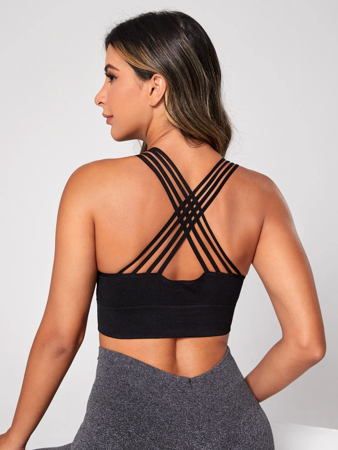 

Women Activewear Cross Back Yoga Top High Impact Sports Bra High Quality Nylon Fitness Sport Bra