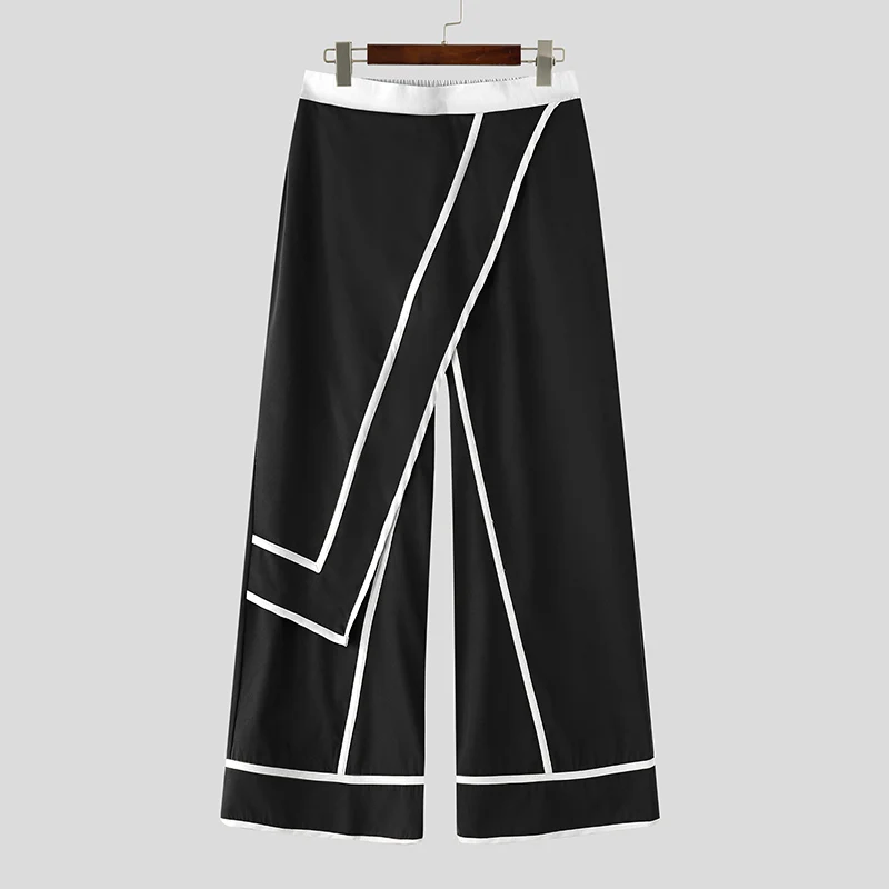 INCERUN Herren Unregelmäßige Hosen Patchwork Elastischer Bund Jogginghosen Weites Bein Streetwear Lose 2026 Mode Herren Lange Hosen – Detail 12