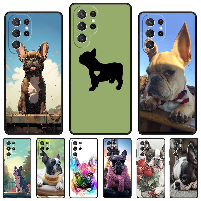 Cute French Bulldog Boston Terrier phone case For Samsung Galaxy S24 S23 S22 Ultra Note 10 20 Plus S8 S9 S10 S20 S21 FE Cover