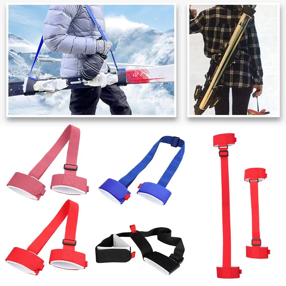 Skiing Pole Shoulder Hand Lash Handle Straps Nylon Loop Protecting Ski Hook Shoulder Handle Strap Black Adjustable R1q3
