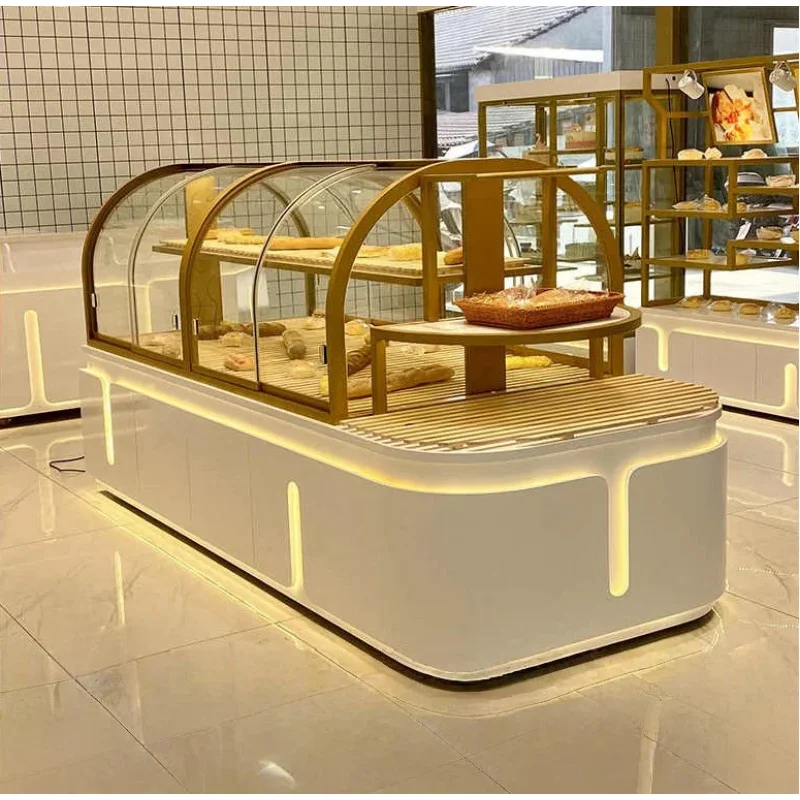 custom.Glass Bakery Display LED Lighting Heavy Duty Customizable Countertop/Floor Stand Superma