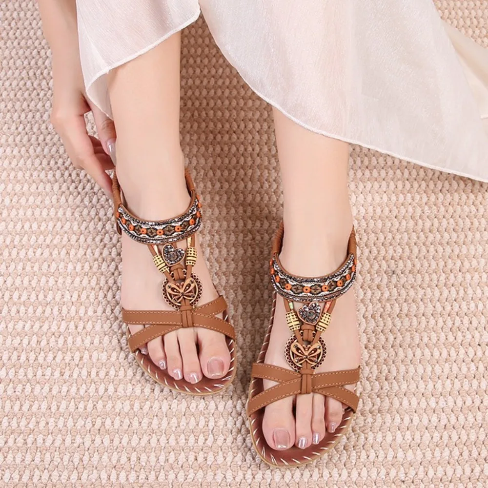 

Универсальные нескользящие босоножки в богемном стиле, сандалии на платформе в этническом стиле, верхняя одежда, пляжная одежда, шлепанцы, женские сандалии