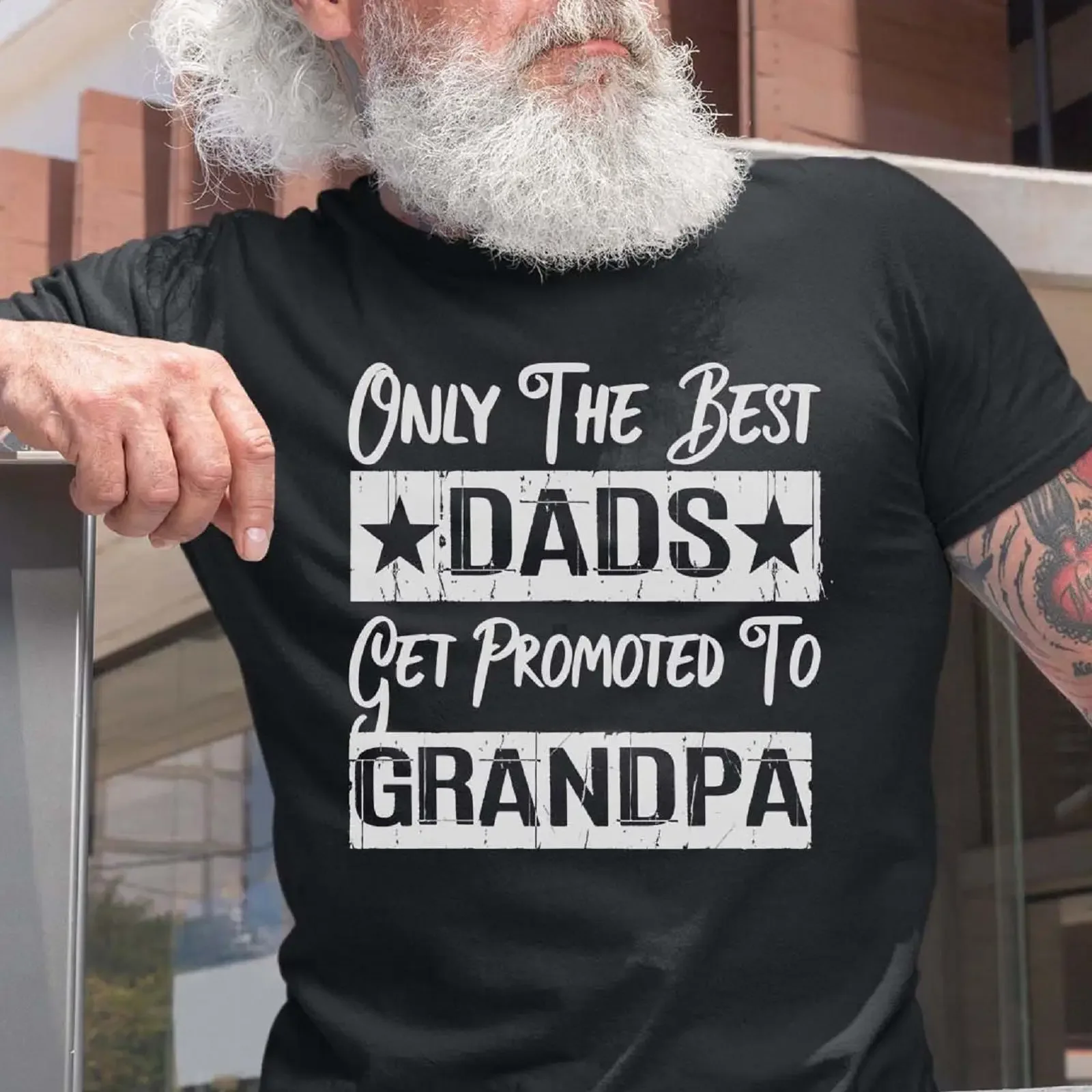 Only The Best Dads Get Promoted To Grandpa T Shirt Men's Casual Father's Day for First Time New vintage Washed Stretched Soft