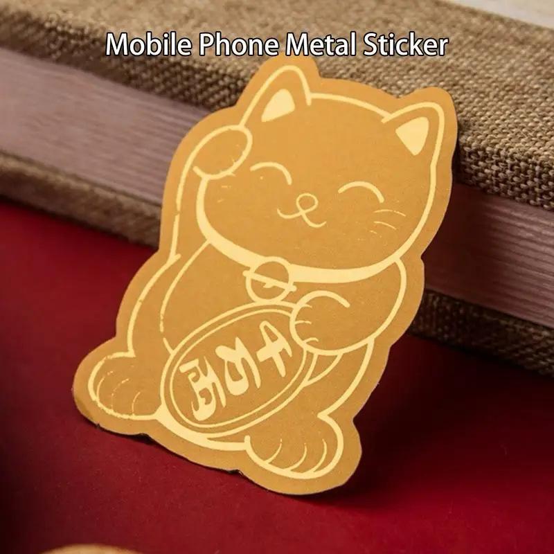 Lucky Cat Phone Sticker Fortune Cat Cell Phone Sticker Decorative Phone Animal Stickers For Smart