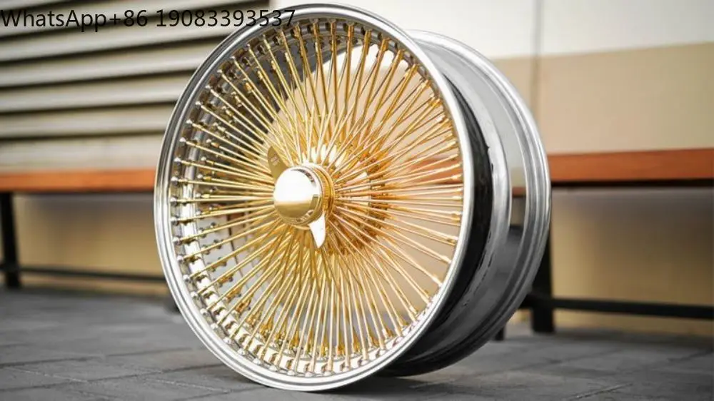 Wire Wheel 13 14 15 16 17 18  20 22 Inch Golden Luxury Spinner Nipple  Standard Straight Crossed Lace 72 100 150 Spoke Rimsims