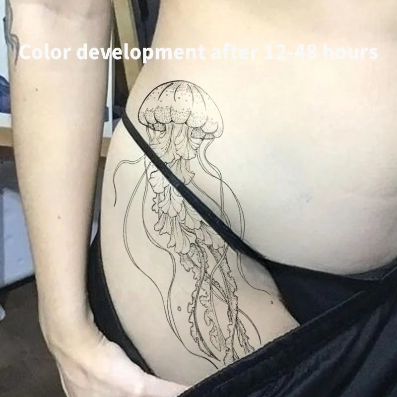 قنديل البحر العشبية عصير لصاقات وشم الذراع الفخذ مقاوم للماء وهمية الوشم الوشم المؤقت مثير الساخن الفتيات الوشم ملصق الكبار Y2K