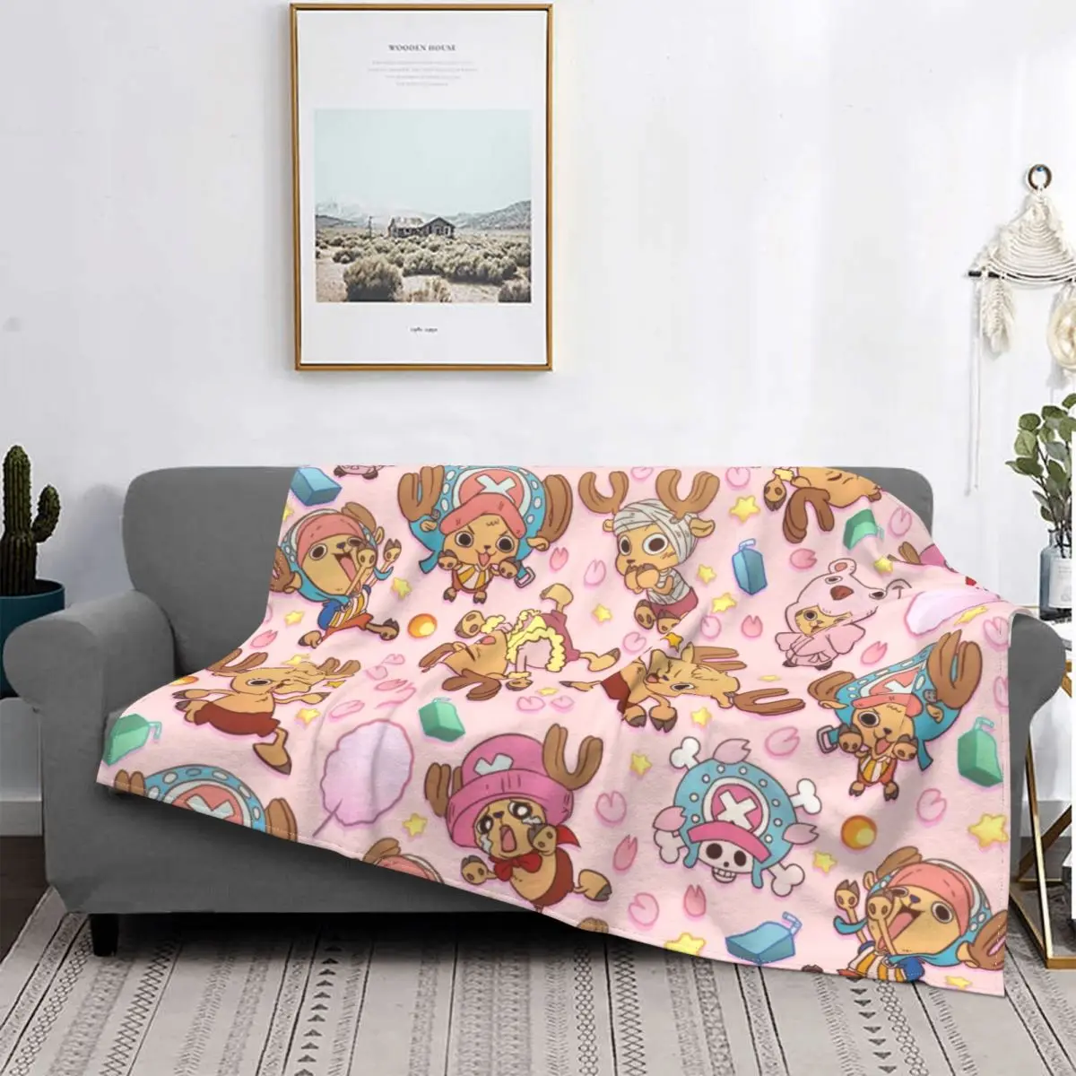 TONY TONY Chopper! Blanket Flannel Spring Autumn Anime Multifunction Super Warm Throw Blanket for Bed Outdoor Bedspreads