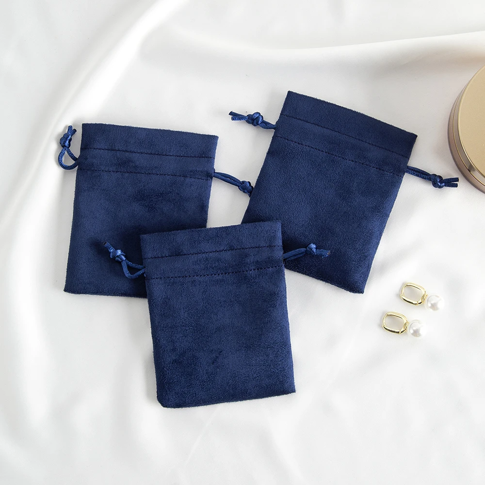 10 teile/los Marineblau Flanell Kordel zug Geschenk Tasche Samt Schmuck Aufbewahrung beutel Hochzeits feier tragbare Geschenk Verpackung Beutel – Detail 4