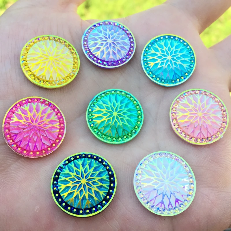 20pcs COLOR CHOICE Shiny AB Flatback Resin Cabochon DIY Decorative Craft Scrapbooking 20mm -E07