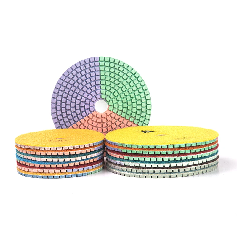 

5 Inch 125mm 3-Colors Wet Diamond Polishing Pads Granite Abrasive Polishing Tool Stone Marble Concrete Floor Grinding Sheet Disc