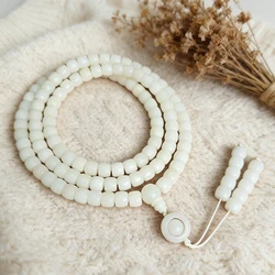 Natural Bodhi 108 Mara Beads Necklace Handmade Meditation Rosary 8mm 108 Beaded Tassel Necklace Long Stretch Jewelry