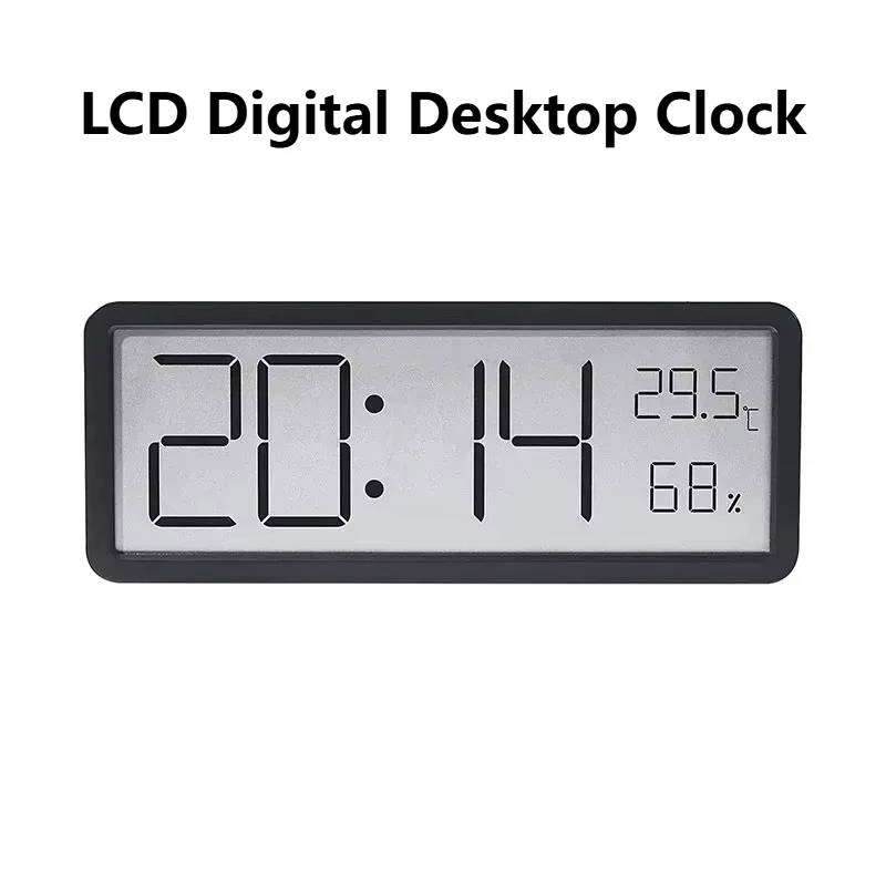 Digital Wall Clock With LCD Screen Multifunctional Time Temperature Humidity Monitor Portable Desktop Clock For Home Decor