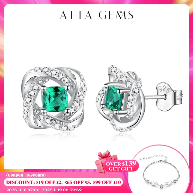 

ATTAGEMS Vintage 100% 925 Sterling Silver Emerald Lab Grown Diamonds Ear Studs Cocktail Party Earrings Fine Jewelry Wholesale