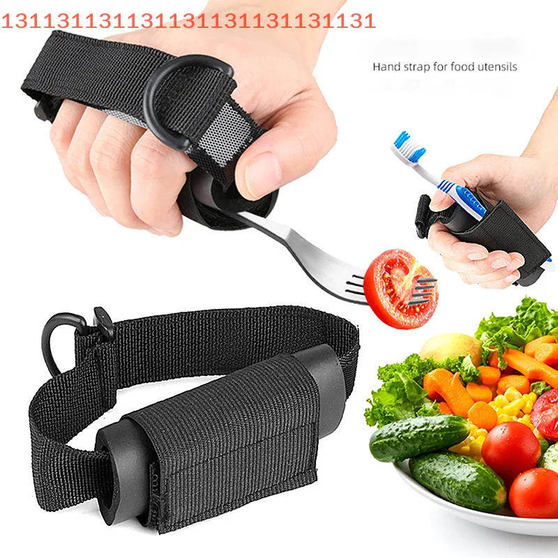 

Aid Utensil Cuff Holder Strap Elastic Eating Assistance Anti Shake Cuff Spoons Forks Knife Fixing Band For Patients Elderly