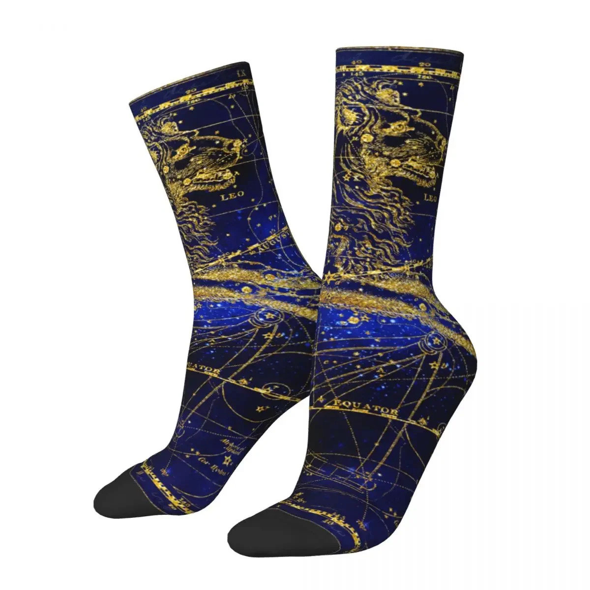 Happy Men's Socks Constellation Leo Zodiac Astrology Retro Harajuku Hip Hop Seamless Crew Crazy Sock Gift Pattern Printed